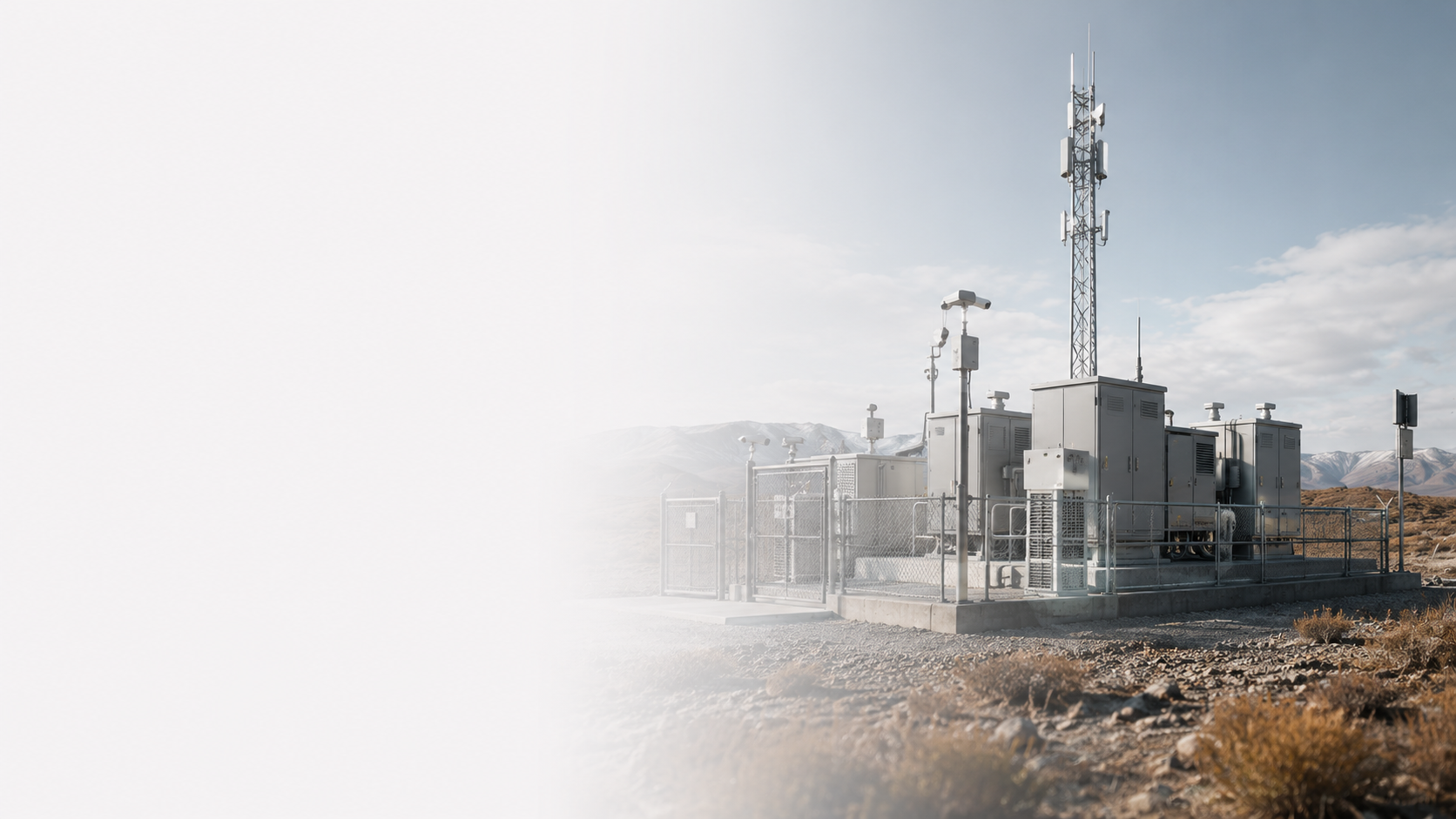 Illustration of enclosed micro-wind units along a data-center campus perimeter