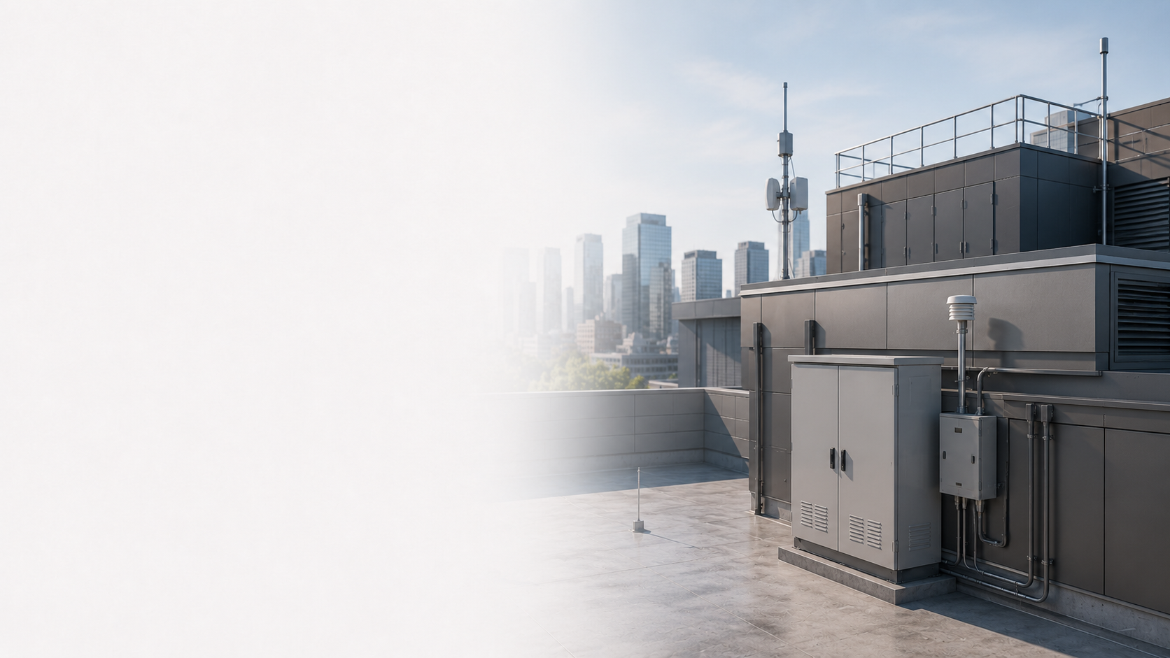 Illustration of enclosed micro-wind integrated with smart-city sensor infrastructure on a bridge