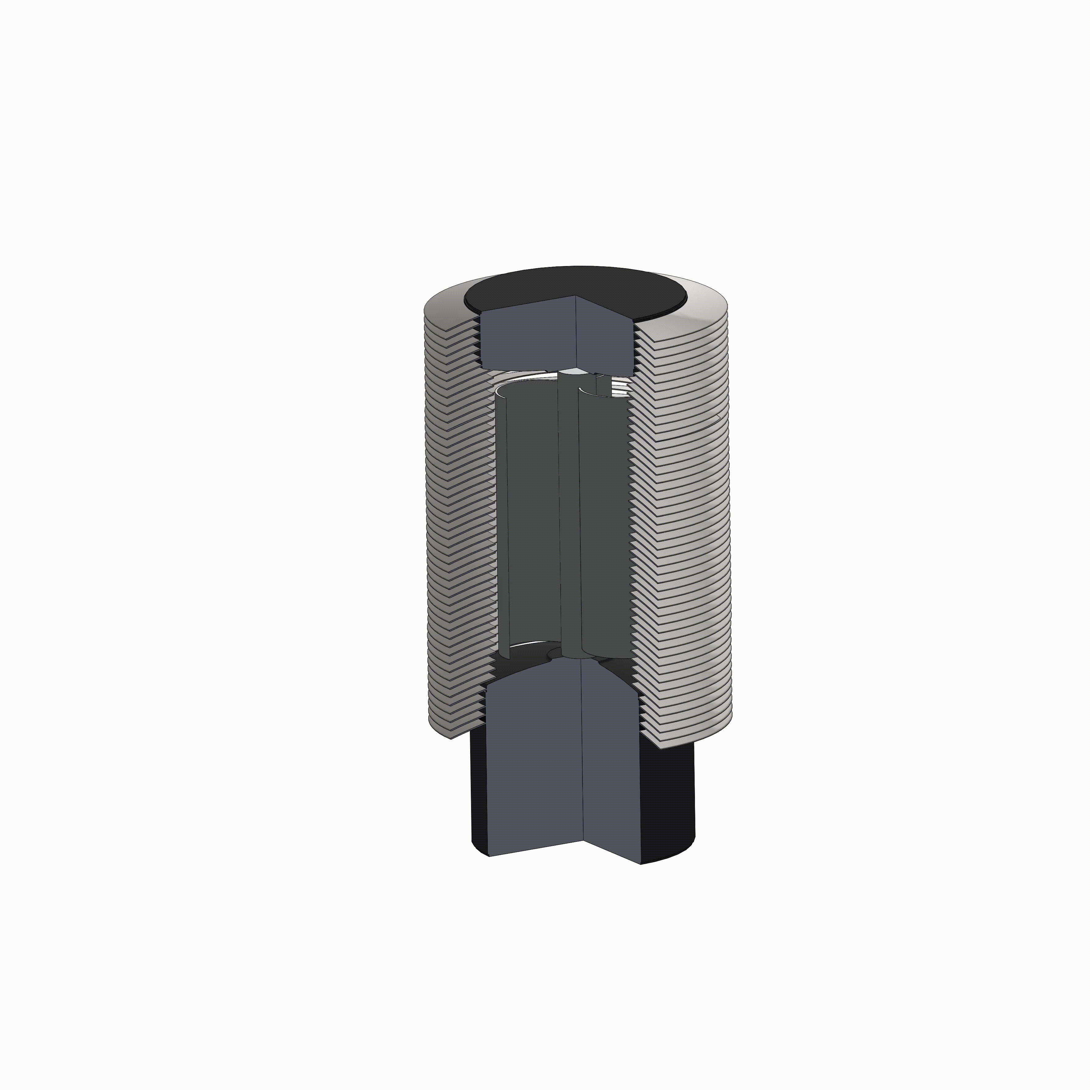 Spinning rotor assembly — the enclosed vertical-axis rotor turns inside its diffuser shroud